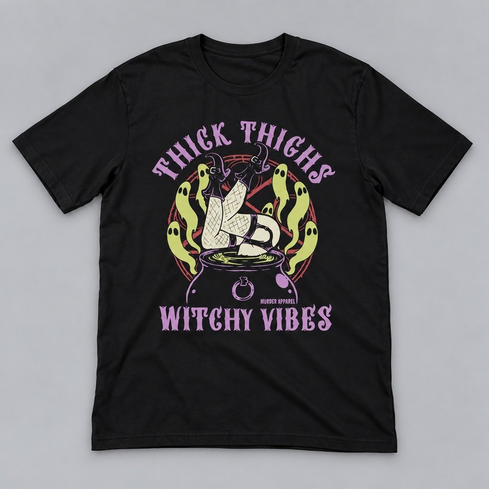 Murder Apparel "Thick Thighs Witchy Vibes" T‑Shirt‎ – XL, Witchy Graphic Tee